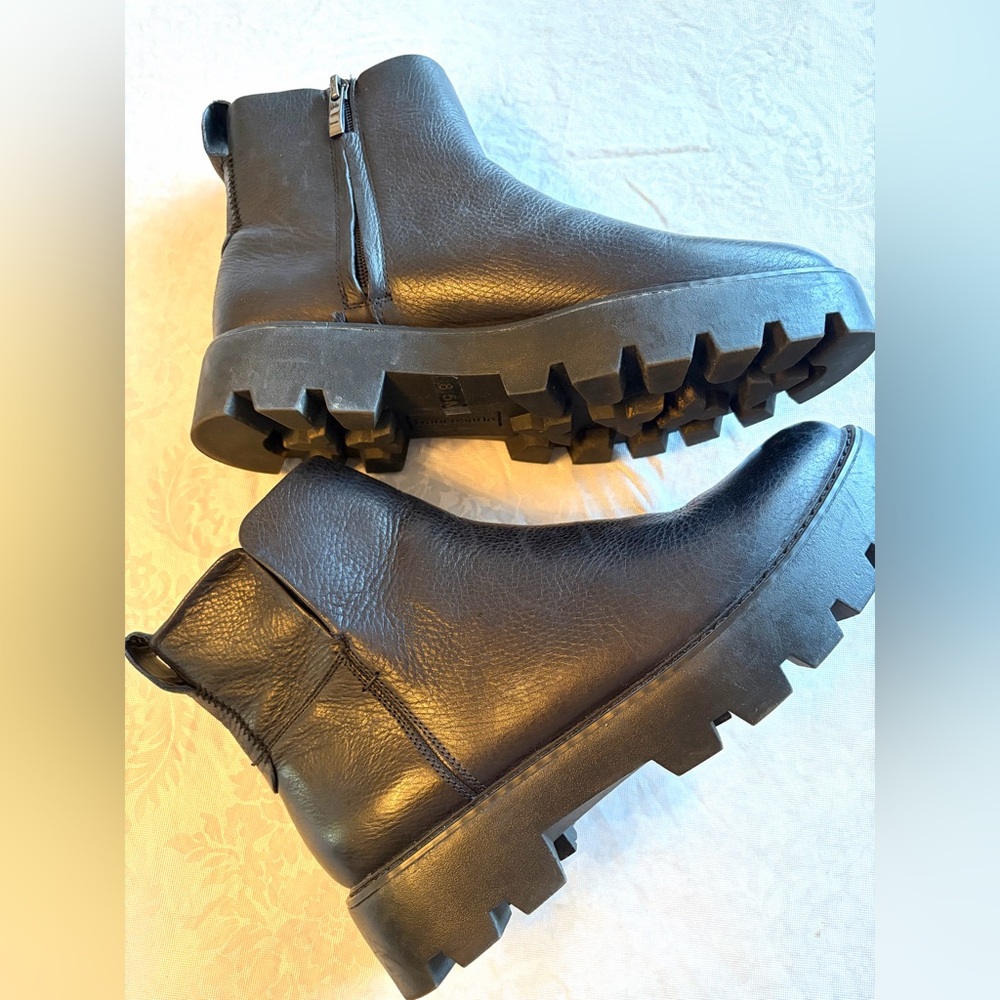 Franco Sarto Billie Black Leather Platform Ankle Boots - Picture 6 of 10